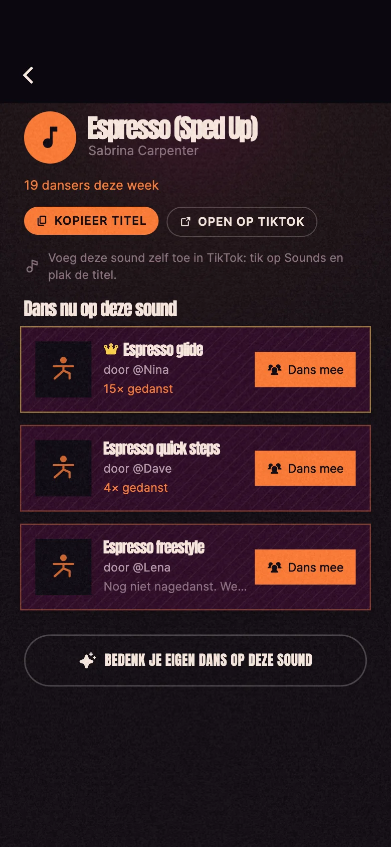 Djensur app: trending sounds en choreo's